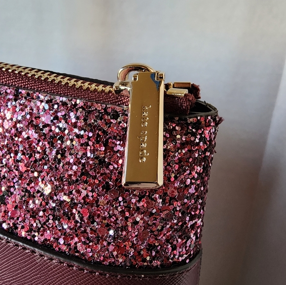 Kate Spade Flash Glitter Large Tote in Cherrywood, Saffiano Leather, EUC - Picture 6 of 12